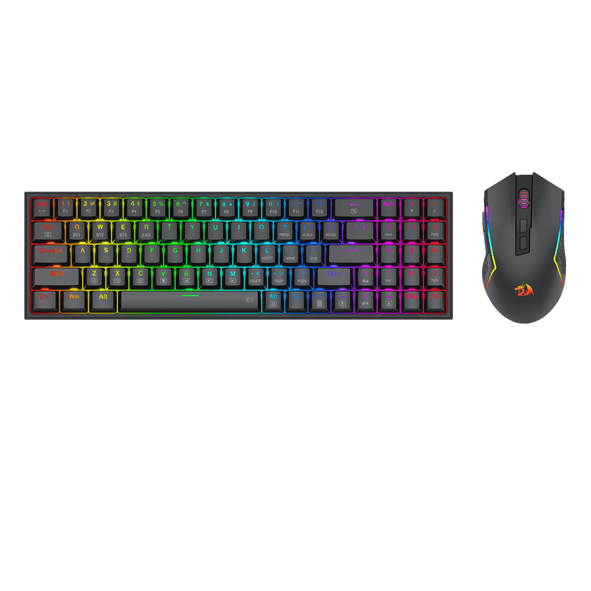 Redragon EU BS136 Gaming Keyboard & Mouse Combo, 75% K628 Tri-Mode Wireless RGB Mechanical Keyboard and 8000 DPI Gamer Mouse Bundle