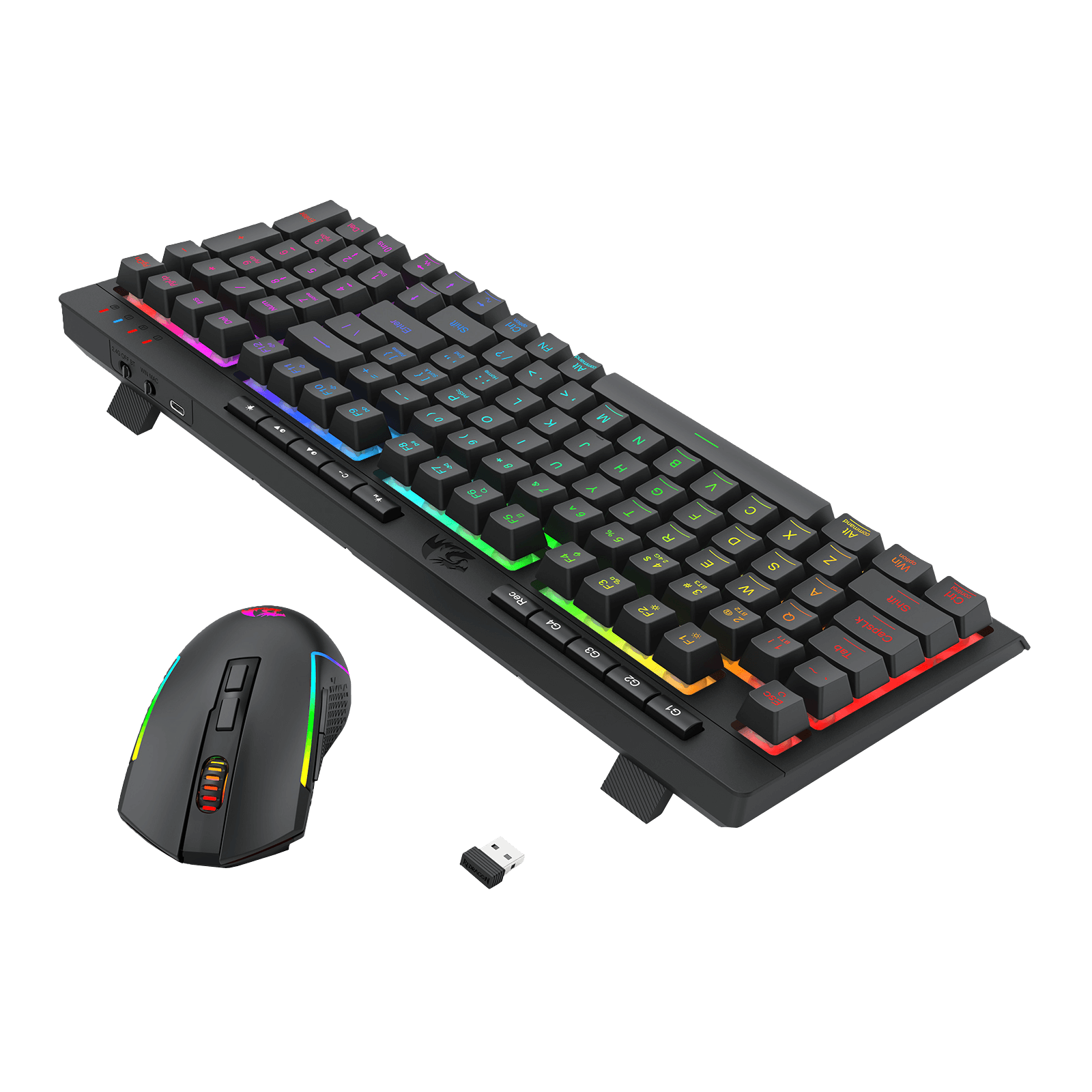 Redragon EU S142 Wireless Gaming Keyboard & Mouse Combo, 98 Keys K515 PRO Wireless RGB Membrane Keyboard and 4800 DPI Wireless M693 PRO Gaming Mouse Bundle