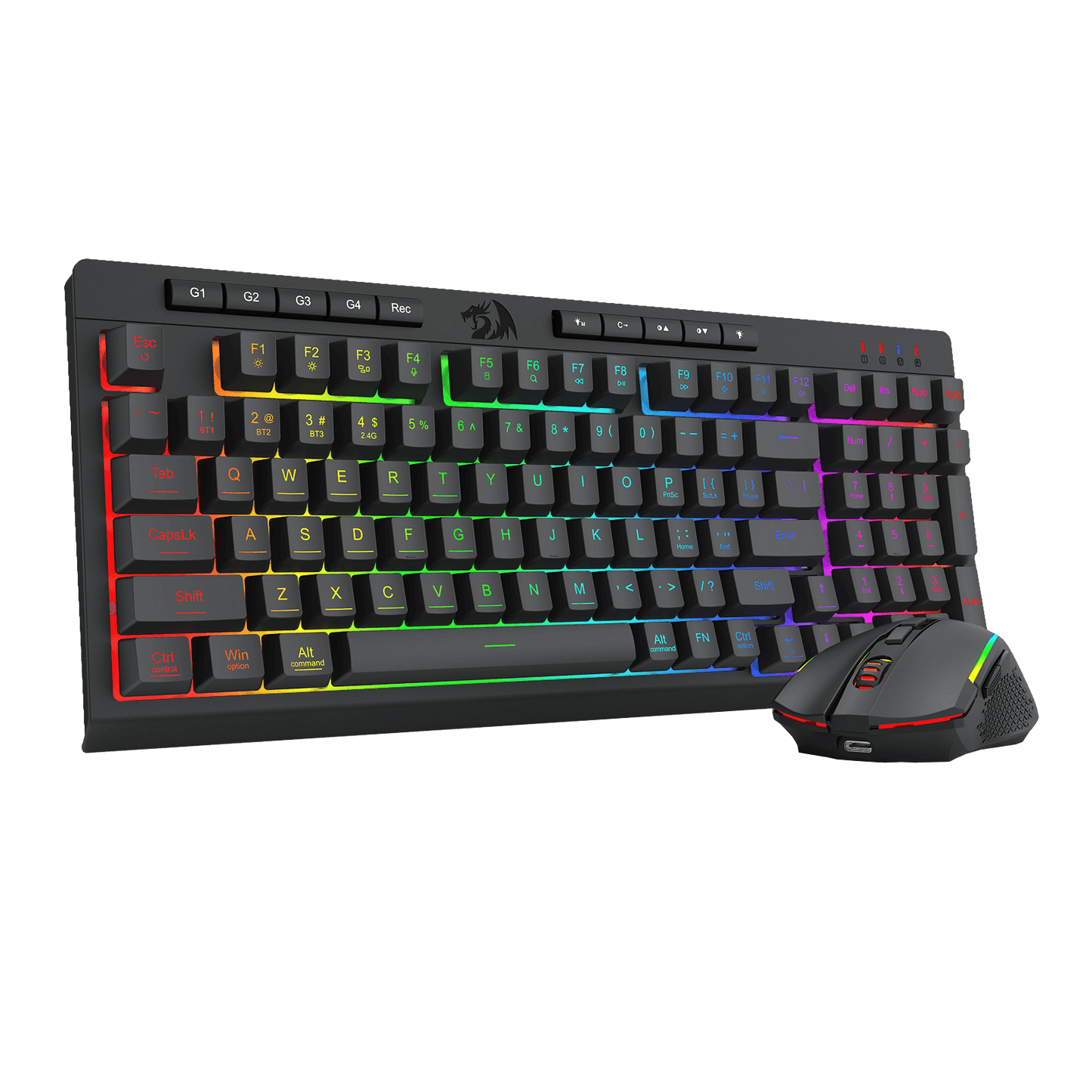 Redragon EU  S142 Wireless Gaming Keyboard & Mouse Combo, 98 Keys K515 PRO Wireless RGB Membrane Keyboard and 4800 DPI Wireless M693 PRO Gaming Mouse Bundle