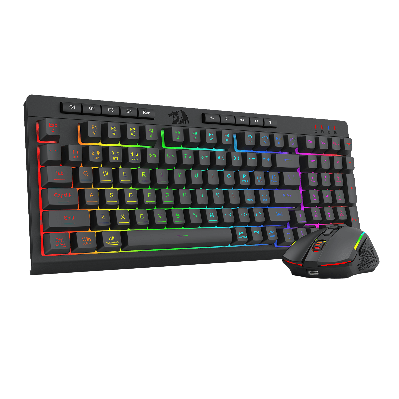 Redragon EU  S142 Wireless Gaming Keyboard & Mouse Combo, 98 Keys K515 PRO Wireless RGB Membrane Keyboard and 4800 DPI Wireless M693 PRO Gaming Mouse Bundle