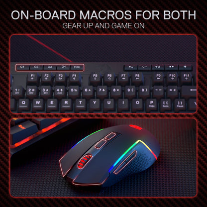 Redragon EU  S142 Wireless Gaming Keyboard & Mouse Combo, 98 Keys K515 PRO Wireless RGB Membrane Keyboard and 4800 DPI Wireless 2.4Ghz Gaming Mouse Bundle, Convenient Shared Dongle