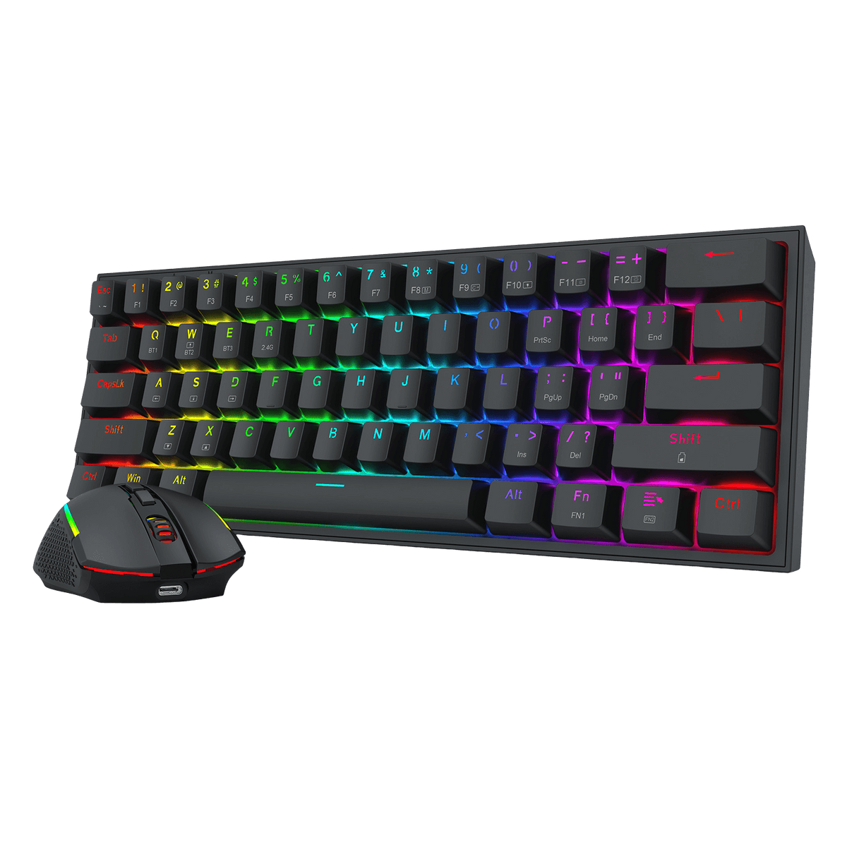 Redragon S144 Gaming Keyboard & Mouse Combo, 60% K617 Tri-Mode Wireless RGB Mechanical Keyboard and 7200 DPI Wireless Gaming Mouse Bundle, Convenient Shared Dongle