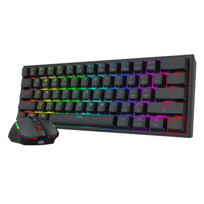 Redragon S144 Gaming Keyboard & Mouse Combo, 60% K617 Tri-Mode Wireless RGB Mechanical Keyboard and 7200 DPI Wireless Gaming Mouse Bundle, Convenient Shared Dongle