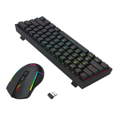 Redragon S144 Gaming Keyboard & Mouse Combo, 60% K617 Tri-Mode Wireless RGB Mechanical Keyboard and 7200 DPI Wireless Gaming Mouse Bundle, Convenient Shared Dongle