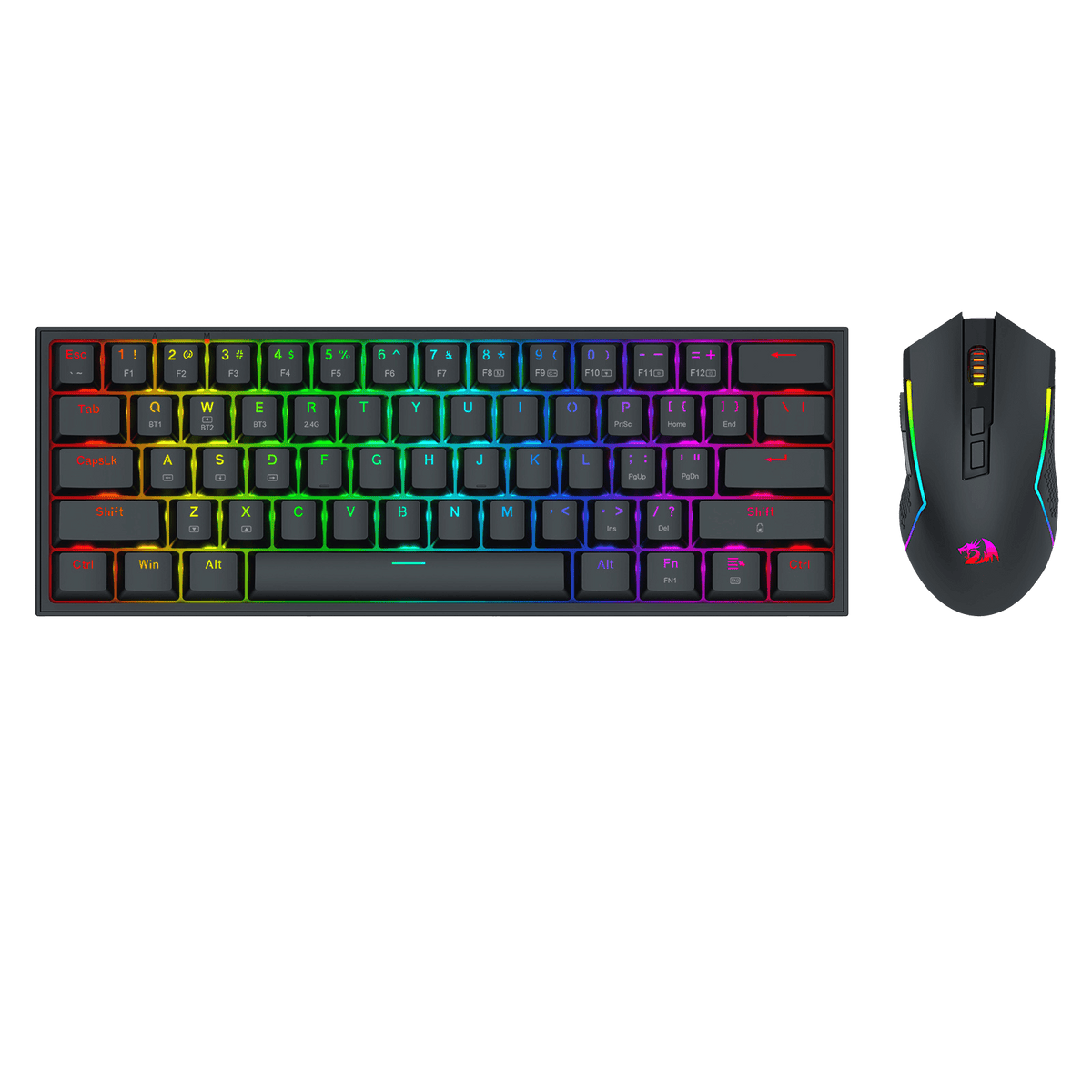 Redragon S144 Gaming Keyboard & Mouse Combo, 60% K617 Tri-Mode Wireless RGB Mechanical Keyboard and 7200 DPI Wireless Gaming Mouse Bundle, Convenient Shared Dongle