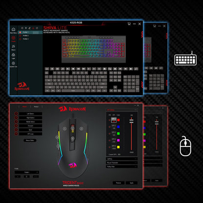 Redragon EU S151 Gaming keyboard and mouse setup with software interface on a dark background
