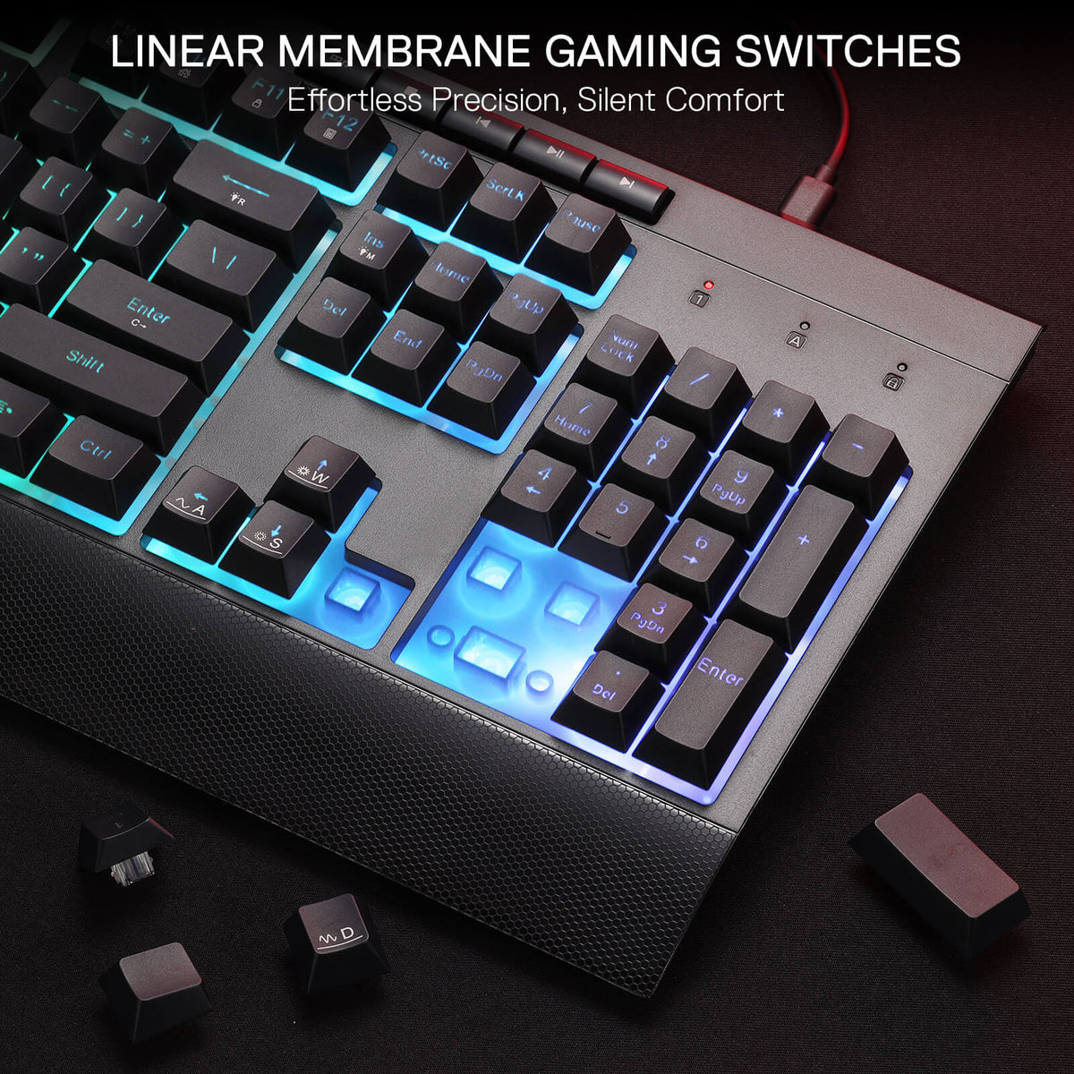Redragon EU S151 Gaming keyboard with linear membrane switches on a dark background