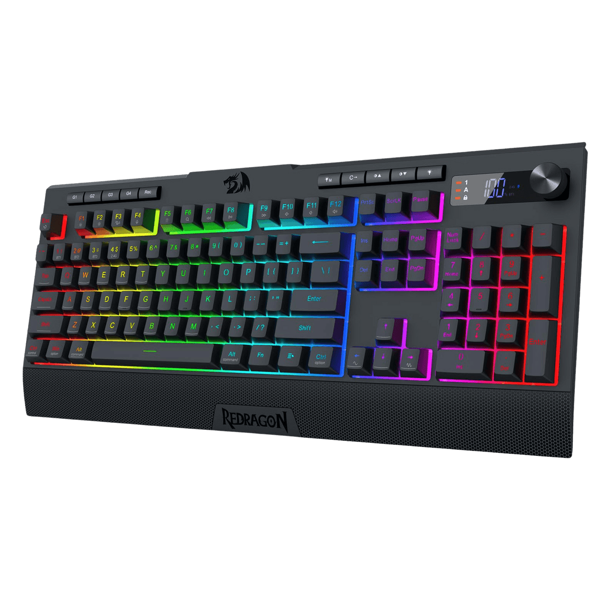 Redragon EU K525 PRO RGB Wireless Membrane Gaming Keyboard, Screen + Knob
3-Mode Linear Mechanical-Feel Switch, 4 Extra On-Board Macro Keys, Dedicated Media & Display Control, Ergonomic Wrist Rest