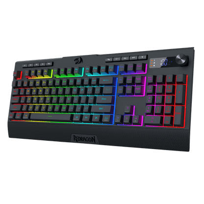 Redragon EU K525 PRO RGB Wireless Membrane Gaming Keyboard, Screen + Knob
3-Mode Linear Mechanical-Feel Switch, 4 Extra On-Board Macro Keys, Dedicated Media & Display Control, Ergonomic Wrist Rest