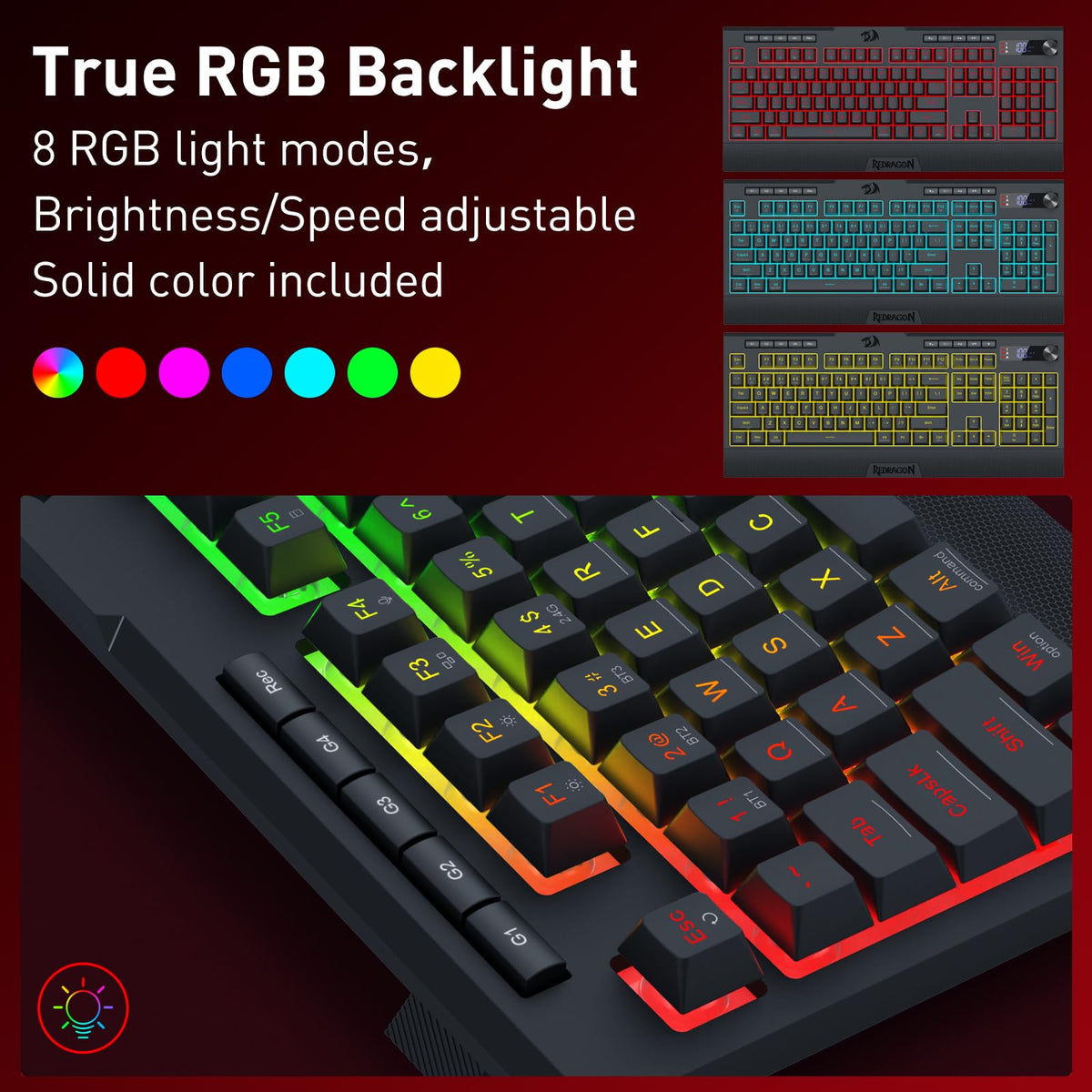 Redragon EU K525 PRO RGB Wireless Membrane Gaming Keyboard, Screen + Knob
3-Mode Linear Mechanical-Feel Switch, 4 Extra On-Board Macro Keys, Dedicated Media & Display Control, Ergonomic Wrist Rest