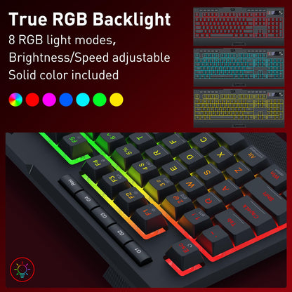 Redragon EU K525 PRO RGB Wireless Membrane Gaming Keyboard, Screen + Knob
3-Mode Linear Mechanical-Feel Switch, 4 Extra On-Board Macro Keys, Dedicated Media & Display Control, Ergonomic Wrist Rest