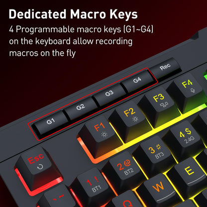 Redragon EU K525 PRO RGB Wireless Membrane Gaming Keyboard, Screen + Knob
3-Mode Linear Mechanical-Feel Switch, 4 Extra On-Board Macro Keys, Dedicated Media & Display Control, Ergonomic Wrist Rest