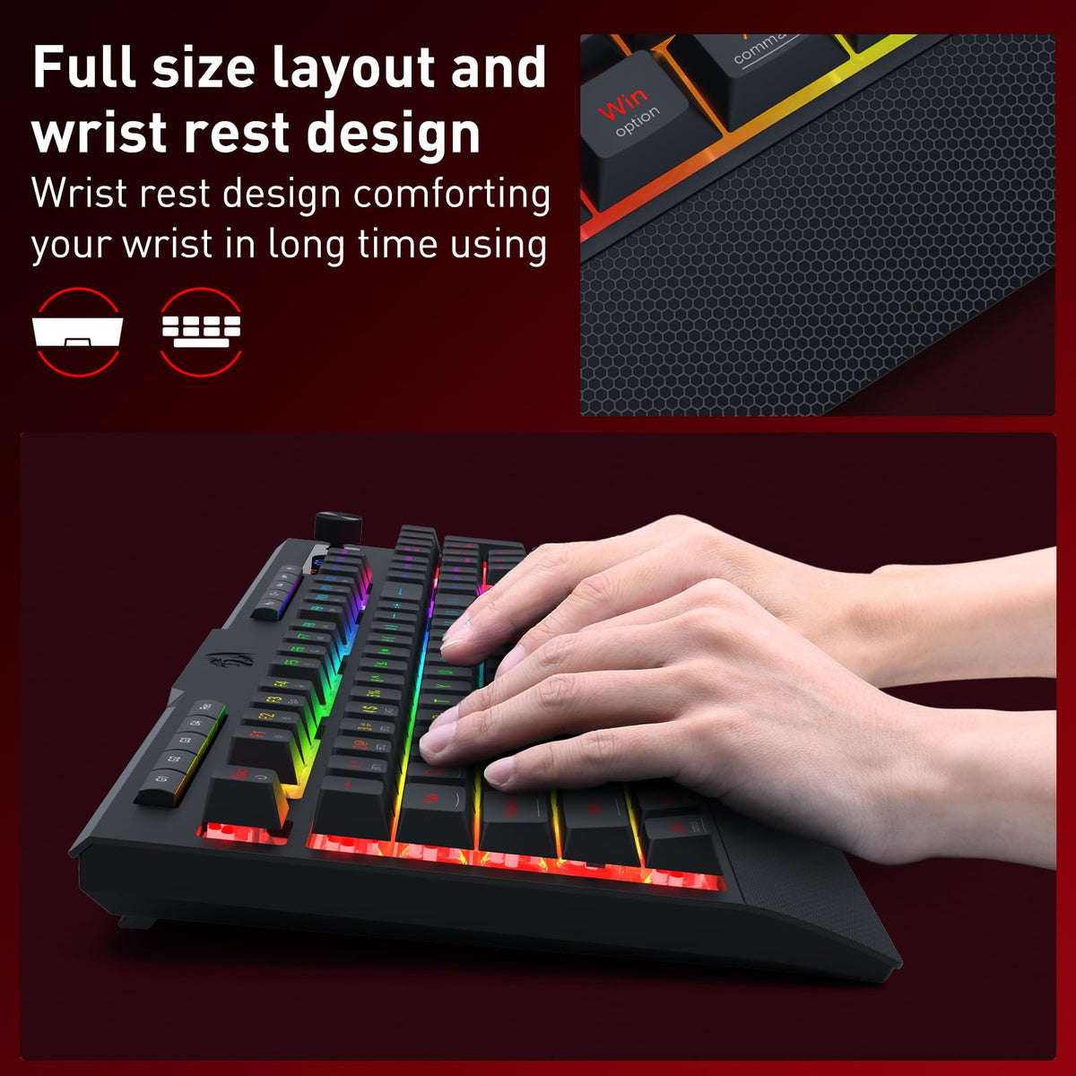 Redragon EU K525 PRO RGB Wireless Membrane Gaming Keyboard, Screen + Knob
3-Mode Linear Mechanical-Feel Switch, 4 Extra On-Board Macro Keys, Dedicated Media & Display Control, Ergonomic Wrist Rest