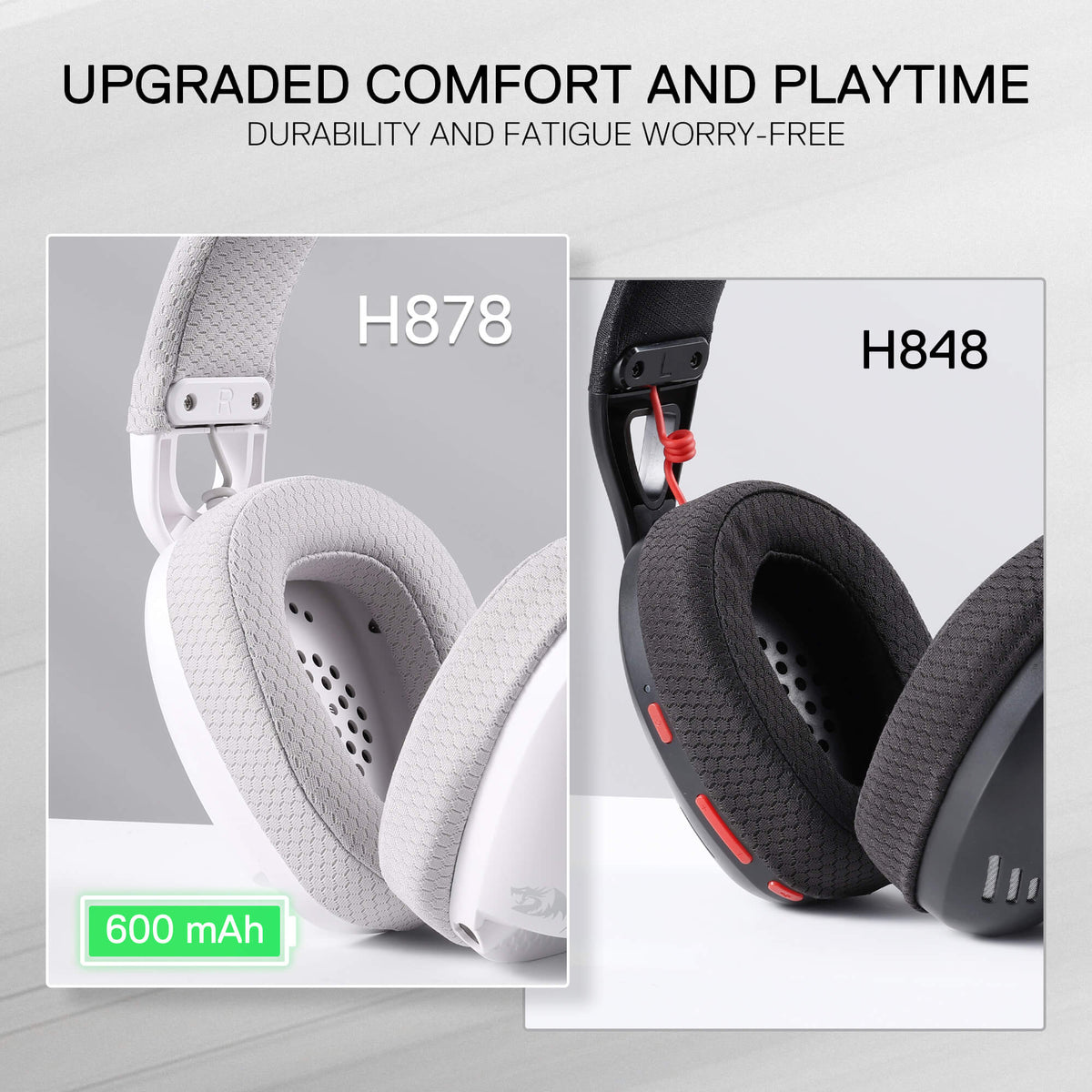 Redragon EU SKULD PRO H878 Wireless Gaming Headset – 3-Mode Connectivity, 7.1 Surround Sound, Noise-Cancelling Mic, Blue LED, Long Battery Life, Lightweight Design for PC, Console, and Mobile Gaming