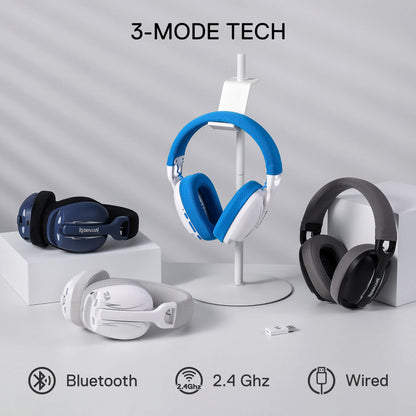 Redragon EU SKULD PRO H878 Wireless Gaming Headset – 3-Mode Connectivity, 7.1 Surround Sound, Noise-Cancelling Mic, Blue LED, Long Battery Life, Lightweight Design for PC, Console, and Mobile Gaming