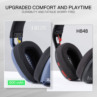 Redragon EU SKULD PRO H878 Wireless Gaming Headset – 3-Mode Connectivity, 7.1 Surround Sound, Noise-Cancelling Mic, Blue LED, Long Battery Life, Lightweight Design for PC, Console, and Mobile Gaming