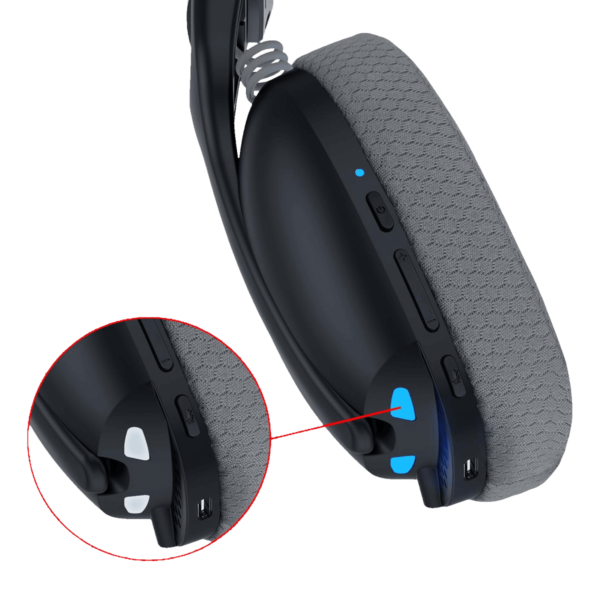 Redragon EU H878 3-Mode Wireless Blue LED Gaming Headset, Lightweight, 7.1 Surround Sound, 40MM Drivers, Detachable Microphone, Multi Platforms for PC, PS5/4/3, Switch, Mobile