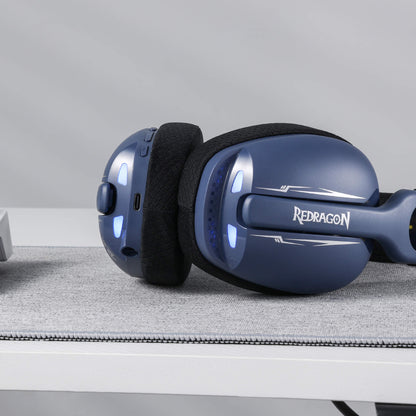 Redragon EU SKULD PRO H878 Wireless Gaming Headset – 3-Mode Connectivity, 7.1 Surround Sound, Noise-Cancelling Mic, Blue LED, Long Battery Life, Lightweight Design for PC, Console, and Mobile Gaming