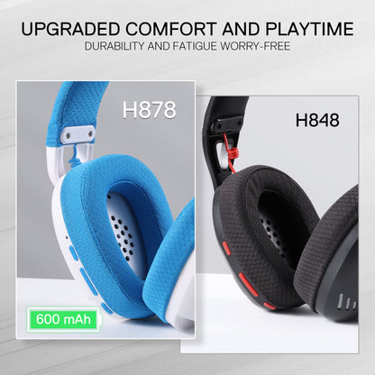 Redragon EU SKULD PRO H878 Wireless Gaming Headset – 3-Mode Connectivity, 7.1 Surround Sound, Noise-Cancelling Mic, Blue LED, Long Battery Life, Lightweight Design for PC, Console, and Mobile Gaming