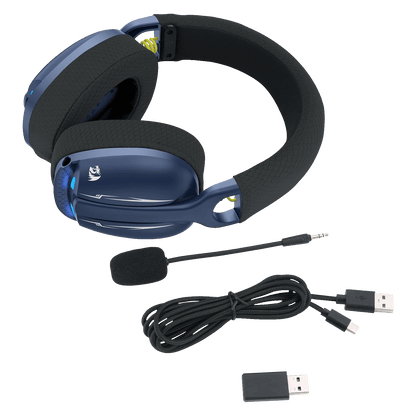 Redragon EU H878 3-Mode Wireless Blue LED Gaming Headset, Lightweight, 7.1 Surround Sound, 40MM Drivers, Detachable Microphone, Multi Platforms for PC, PS5/4/3, Switch, Mobile