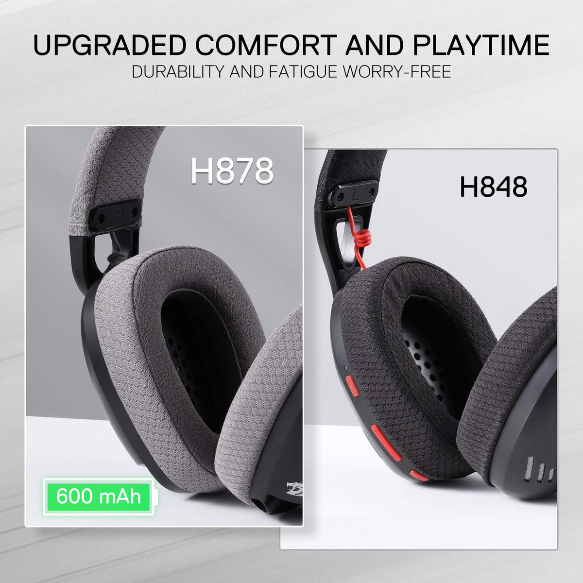 Redragon EU SKULD PRO H878 Wireless Gaming Headset – 3-Mode Connectivity, 7.1 Surround Sound, Noise-Cancelling Mic, Blue LED, Long Battery Life, Lightweight Design for PC, Console, and Mobile Gaming