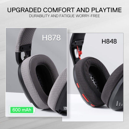 Redragon EU SKULD PRO H878 Wireless Gaming Headset – 3-Mode Connectivity, 7.1 Surround Sound, Noise-Cancelling Mic, Blue LED, Long Battery Life, Lightweight Design for PC, Console, and Mobile Gaming