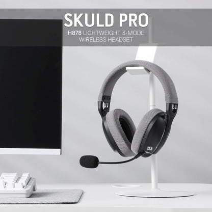 Redragon EU SKULD PRO H878 Wireless Gaming Headset – 3-Mode Connectivity, 7.1 Surround Sound, Noise-Cancelling Mic, Blue LED, Long Battery Life, Lightweight Design for PC, Console, and Mobile Gaming