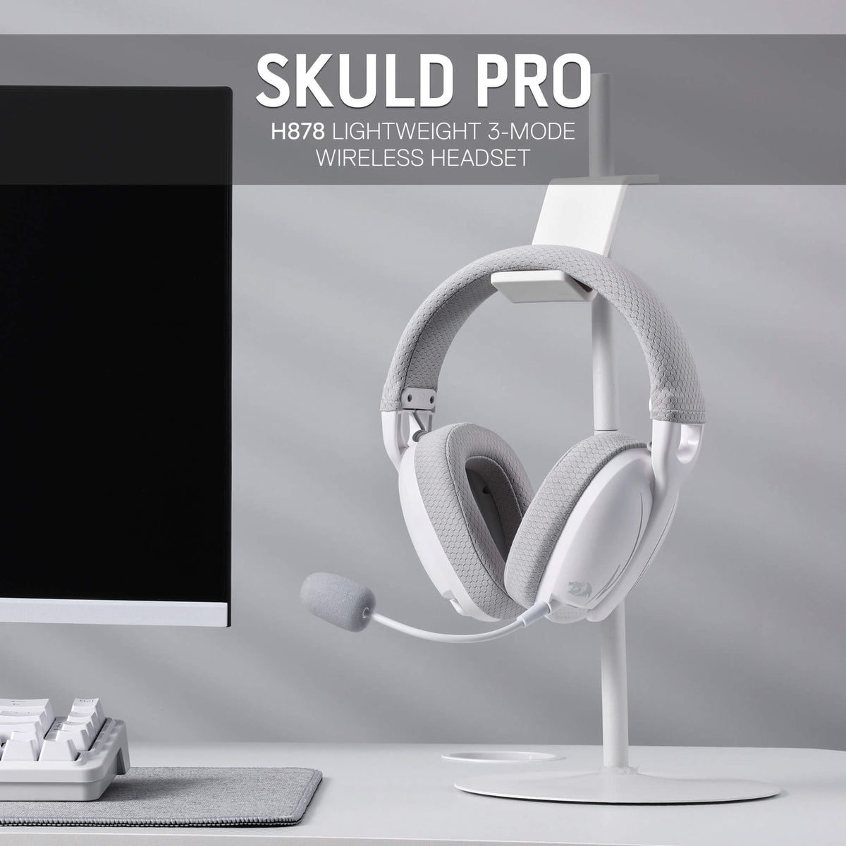 Redragon EU SKULD PRO H878 Wireless Gaming Headset – 3-Mode Connectivity, 7.1 Surround Sound, Noise-Cancelling Mic, Blue LED, Long Battery Life, Lightweight Design for PC, Console, and Mobile Gaming