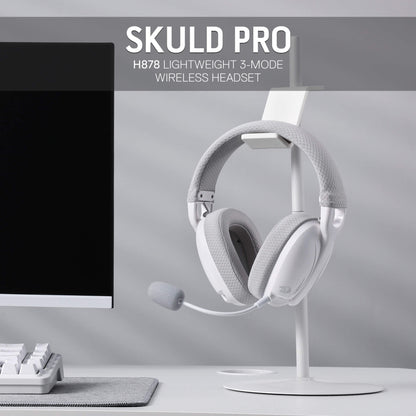 Redragon EU SKULD PRO H878 Wireless Gaming Headset – 3-Mode Connectivity, 7.1 Surround Sound, Noise-Cancelling Mic, Blue LED, Long Battery Life, Lightweight Design for PC, Console, and Mobile Gaming