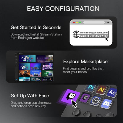 Redragon EU SS551 Stream Controller - All-in-One Macro Pad, LCD Keys & Dials, Stream Station for Content Creators, Streaming, Gaming - PC & Mac Compatible