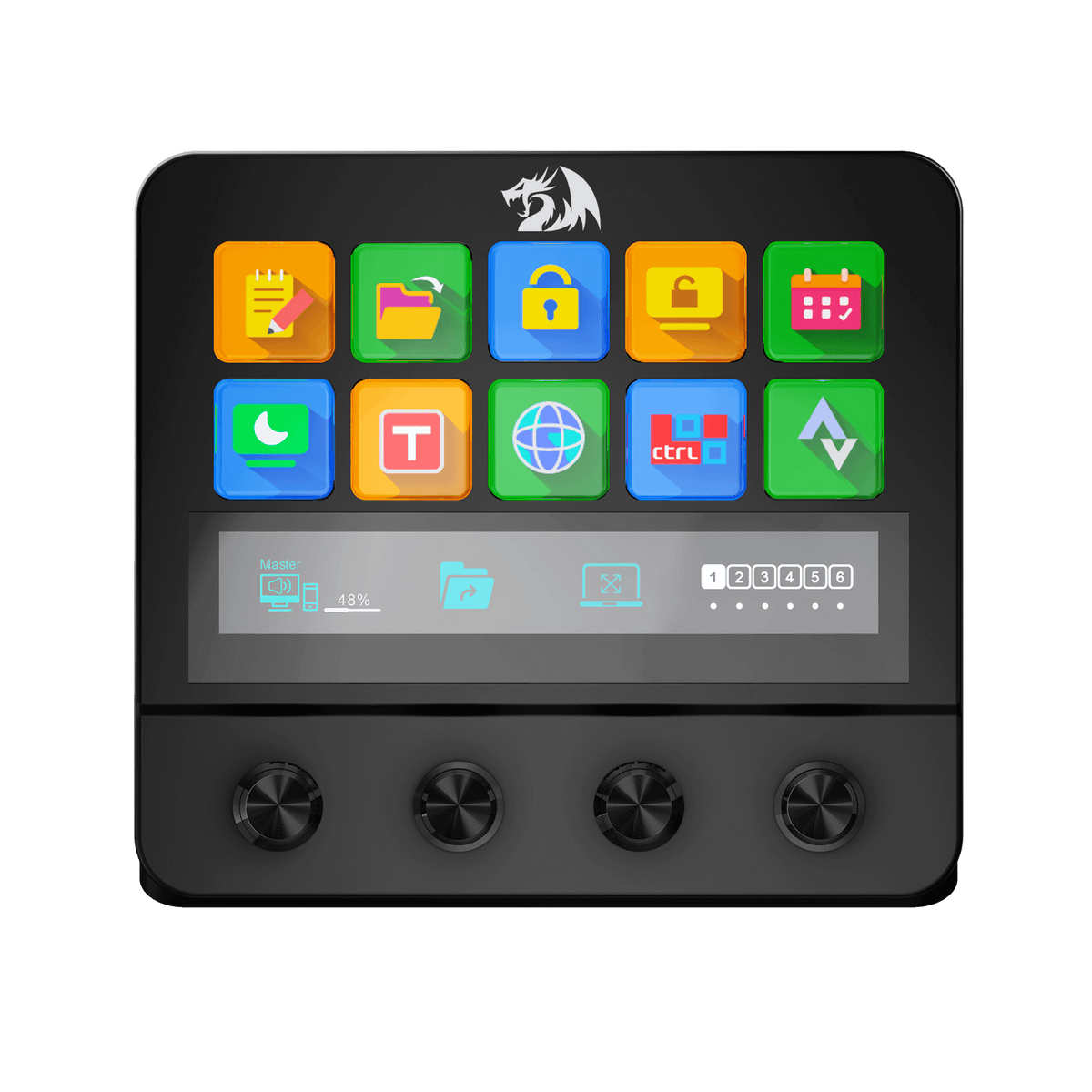 Redragon EU SS552 Stream Controller Deck - All-in-One Macro Pad with Customization Touch Strip, LCD Keys & Dials, Stream Station for Content Creators, Streaming, Gaming - PC & Mac Compatible