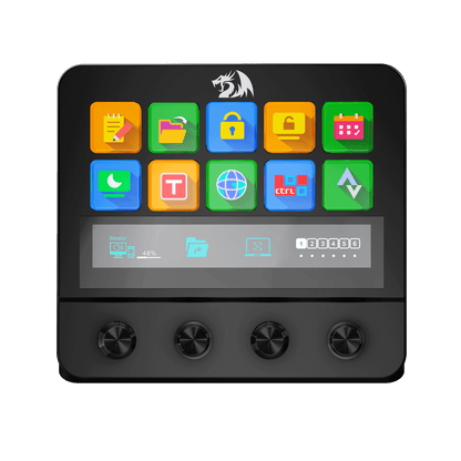 Redragon EU SS552 Stream Controller Deck - All-in-One Macro Pad with Customization Touch Strip, LCD Keys & Dials, Stream Station for Content Creators, Streaming, Gaming - PC & Mac Compatible