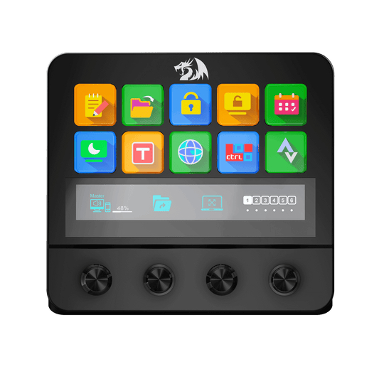 Redragon EU SS552 Stream Controller Deck - All-in-One Macro Pad with Customization Touch Strip, LCD Keys & Dials, Stream Station for Content Creators, Streaming, Gaming - PC & Mac Compatible