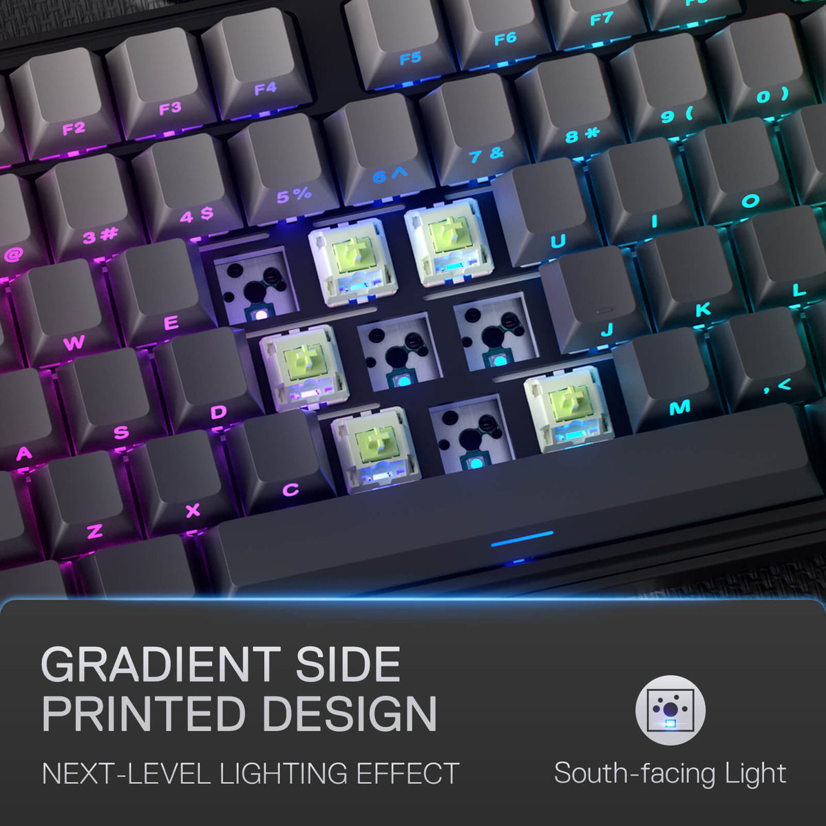 Redragon EU K707 PRO Gradient 80% Wireless Mechanical Gaming Keyboard – Hot-Swappable TKL with Tri-Mode (USB-C, Bluetooth 5.0, 2.4GHz), Quiet Linear Switches, Noise Dampening, Side-Printed PBT Keycaps, RGB Backlit, Customizable
