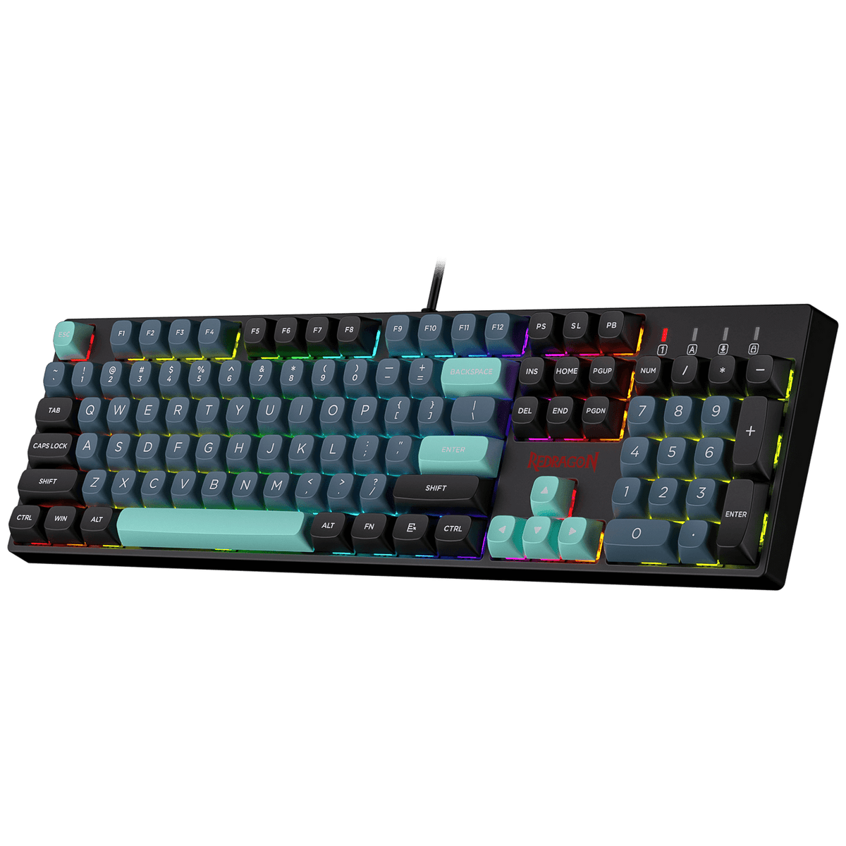 Redragon EU K582 SE Wired RGB Gaming Keyboard, 104 Keys Mechanical Keyboard w/Mixed Color Round PBT Keycaps, Dynamic 16.8M RGB Backlit & Linear Red Switch, Redefine Software Supported