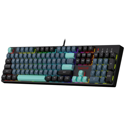 Redragon EU K582 SE Wired RGB Gaming Keyboard, 104 Keys Mechanical Keyboard w/Mixed Color Round PBT Keycaps, Dynamic 16.8M RGB Backlit & Linear Red Switch, Redefine Software Supported