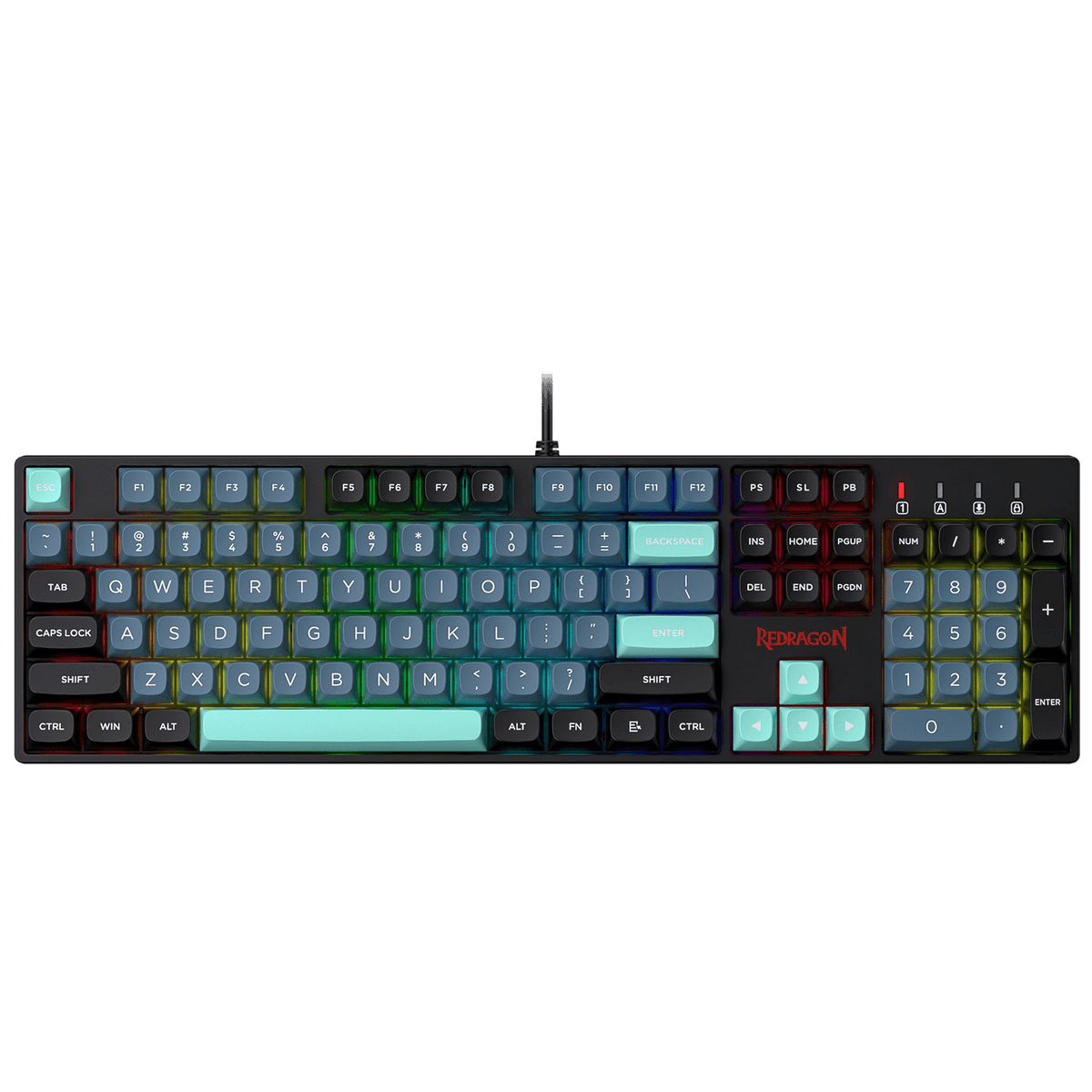 Redragon EU K582 SE Wired RGB Gaming Keyboard, 104 Keys Mechanical Keyboard w/Mixed Color Round PBT Keycaps, Dynamic 16.8M RGB Backlit & Linear Red Switch, Redefine Software Supported