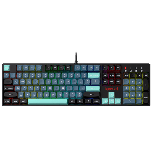 Redragon EU K582 SE Wired RGB Gaming Keyboard, 104 Keys Mechanical Keyboard w/Mixed Color Round PBT Keycaps, Dynamic 16.8M RGB Backlit & Linear Red Switch, Redefine Software Supported