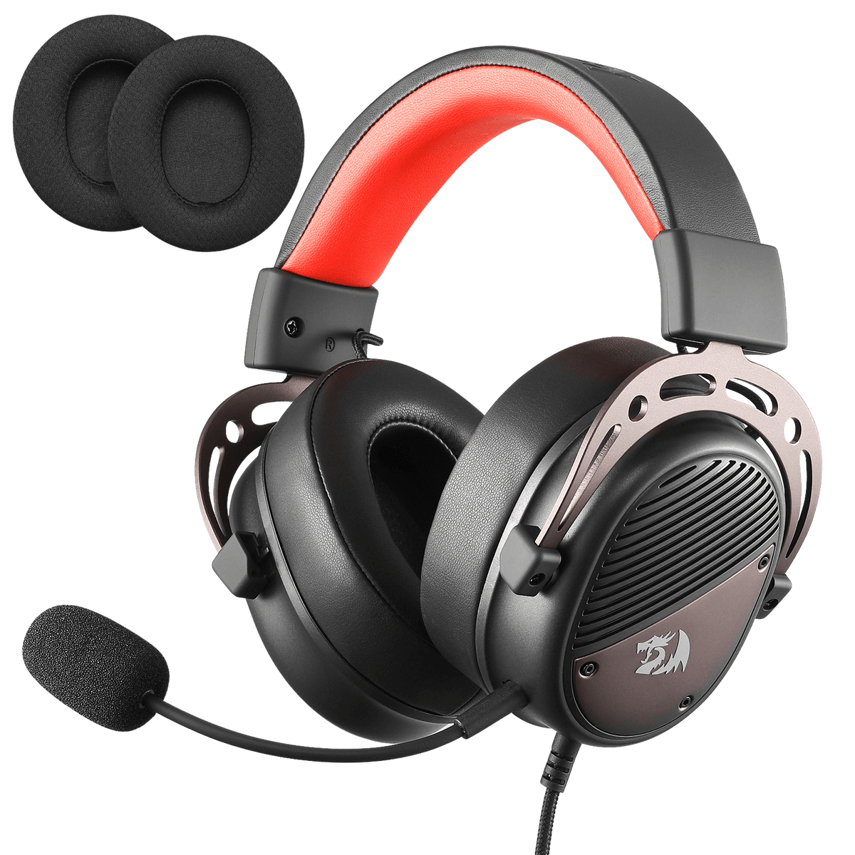 Redragon EU H730 USB Wired Gaming Headset - 53mm Drivers, 360° Spatial Sound, Detachable Noise-Canceling Microphone, Magnetic Replaceable Ear Cushions, Over-Ear Headphones Works for PC/PS4/PS5, Black| show