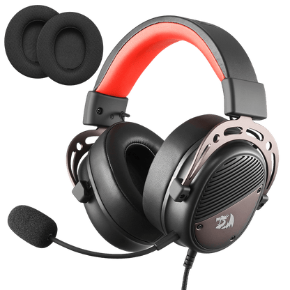Redragon EU H730 USB Wired Gaming Headset - 53mm Drivers, 360° Spatial Sound, Detachable Noise-Canceling Microphone, Magnetic Replaceable Ear Cushions, Over-Ear Headphones Works for PC/PS4/PS5, Black| show