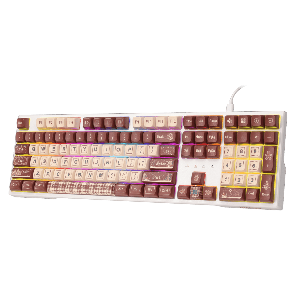 Redragon EU K668 Xmas Wired Gasket RGB Gaming Keyboard, 108 Keys Mechanical Keyboard w/Extra 4 Hotkeys, Upgraded Hot-swappable Socket, Sound Absorbing Foam, Christmas Gingerbread Man Themed Cute Keycaps