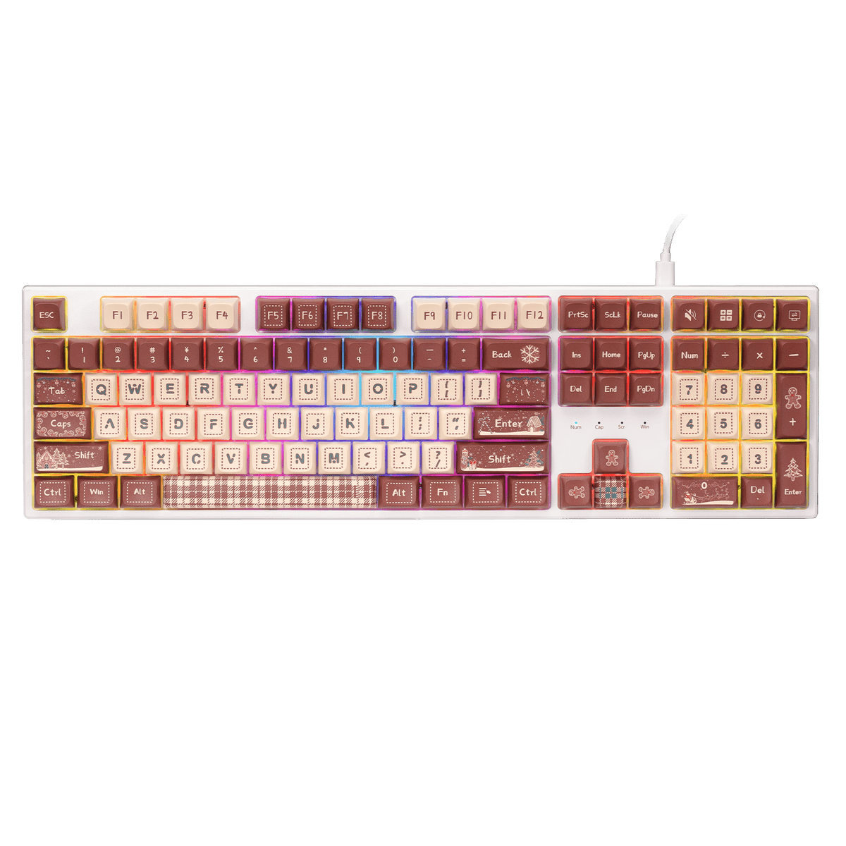 Redragon EU K668 Xmas Wired Gasket RGB Gaming Keyboard, 108 Keys Mechanical Keyboard w/Extra 4 Hotkeys, Upgraded Hot-swappable Socket, Sound Absorbing Foam, Christmas Gingerbread Man Themed Cute Keycaps