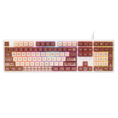 Redragon EU K668 Xmas Wired Gasket RGB Gaming Keyboard, 108 Keys Mechanical Keyboard w/Extra 4 Hotkeys, Upgraded Hot-swappable Socket, Sound Absorbing Foam, Christmas Gingerbread Man Themed Cute Keycaps