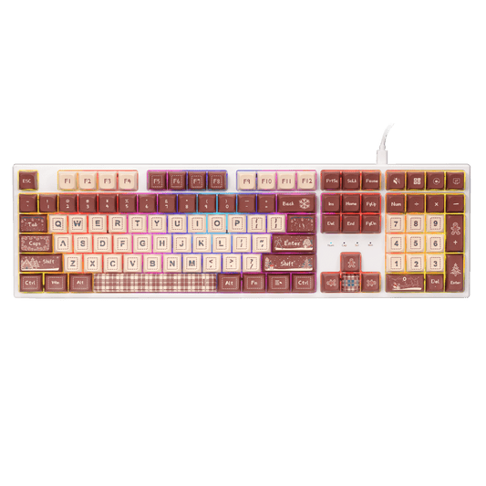 Redragon EU K668 Xmas Wired Gasket RGB Gaming Keyboard, 108 Keys Mechanical Keyboard w/Extra 4 Hotkeys, Upgraded Hot-swappable Socket, Sound Absorbing Foam, Christmas Gingerbread Man Themed Cute Keycaps