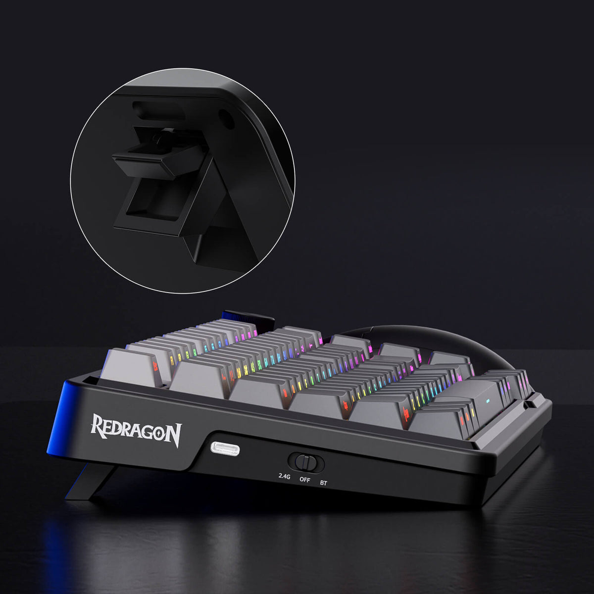 Redragon EU K673 GB 75% Wireless Gasket RGB Gaming Keyboard, 3-Modes 81 Keys PBT Compact Mechanical Keyboard w/Hot-Swap Socket, Dedicated Knob Control & 5-Layer Noise Dampening, Custom Linear Switch