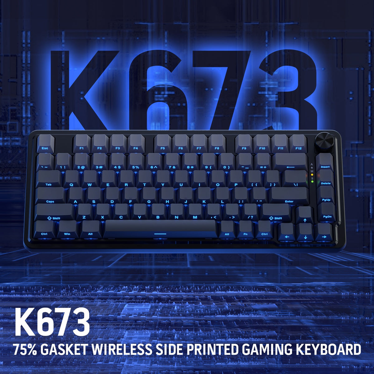 Redragon EU K673 GB 75% Wireless Gasket RGB Gaming Keyboard, 3-Modes 81 Keys PBT Compact Mechanical Keyboard w/Hot-Swap Socket, Dedicated Knob Control & 5-Layer Noise Dampening, Custom Linear Switch