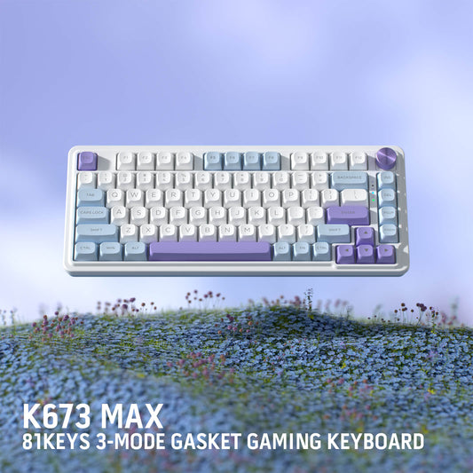 Redragon EU UCAL MAX K673 MOA Keycaps 75% 81 PBT Keys Hot-Swappable Gaming Keyboard in Moonrise Violet
