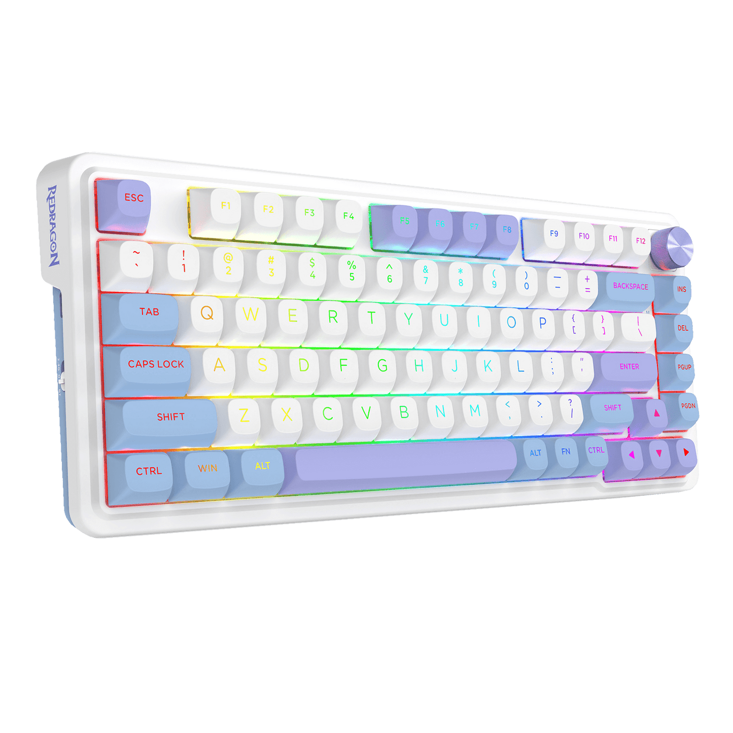 Redragon EU UCAL MAX K673 MOA Keycaps 75% 81 PBT Keys Hot-Swappable Gaming Keyboard in Moonrise Violet
