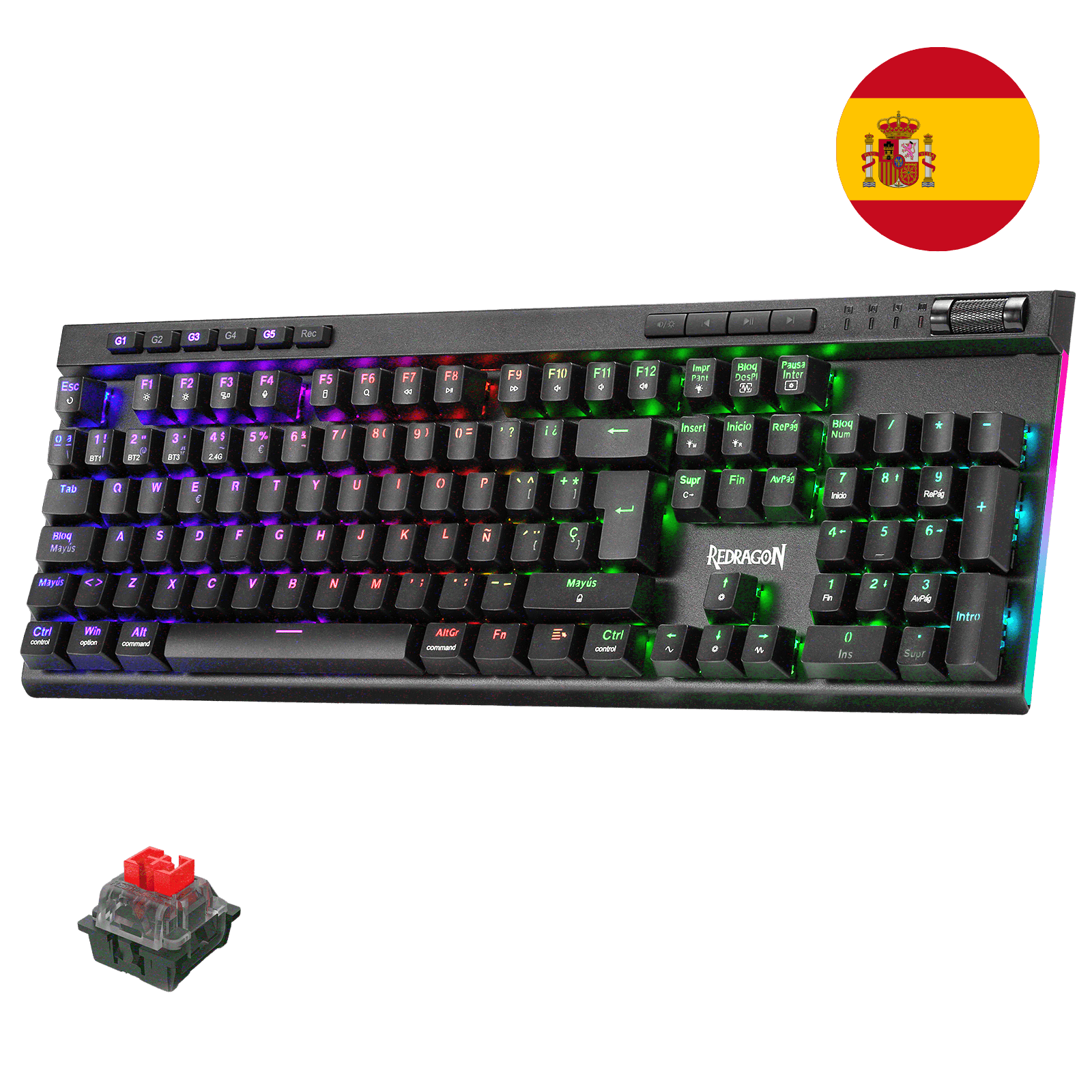Teclado inalámbrico RGB para juegos Redragon K580 PRO con distribución QWERTY