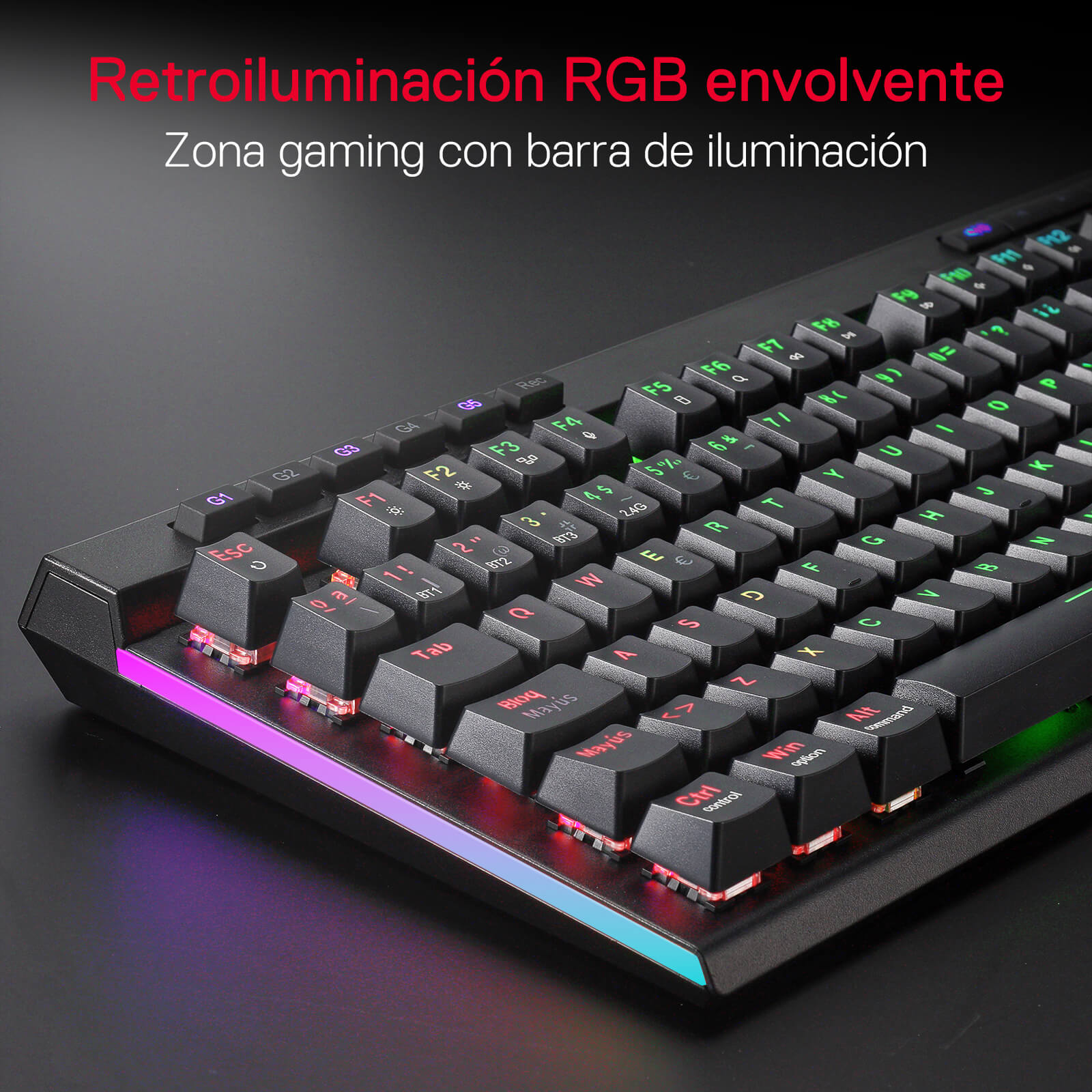 Teclado inalámbrico RGB para juegos Redragon K580 PRO con distribución QWERTY